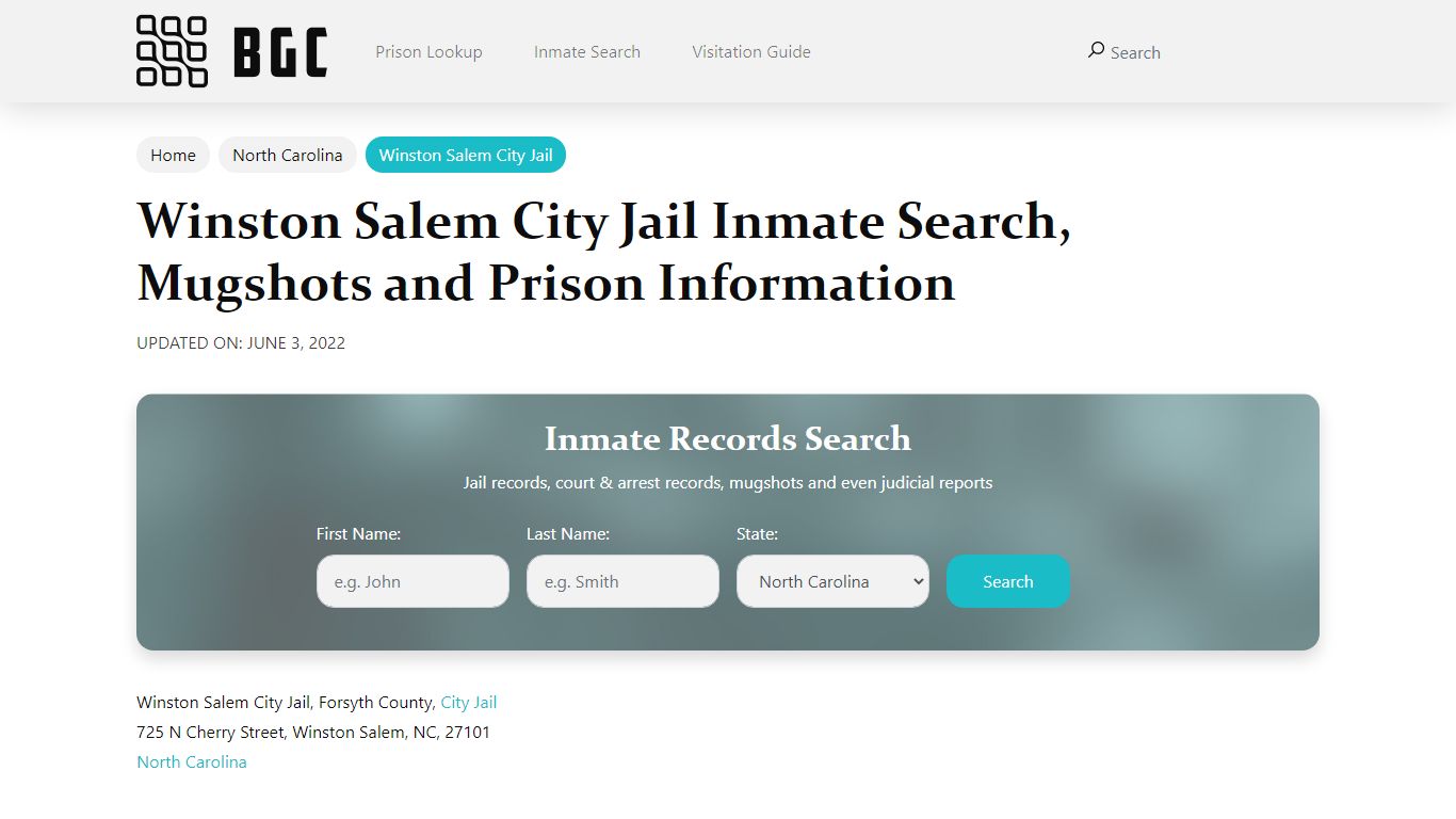 Winston Salem City Jail Inmate Search, Mugshots ...